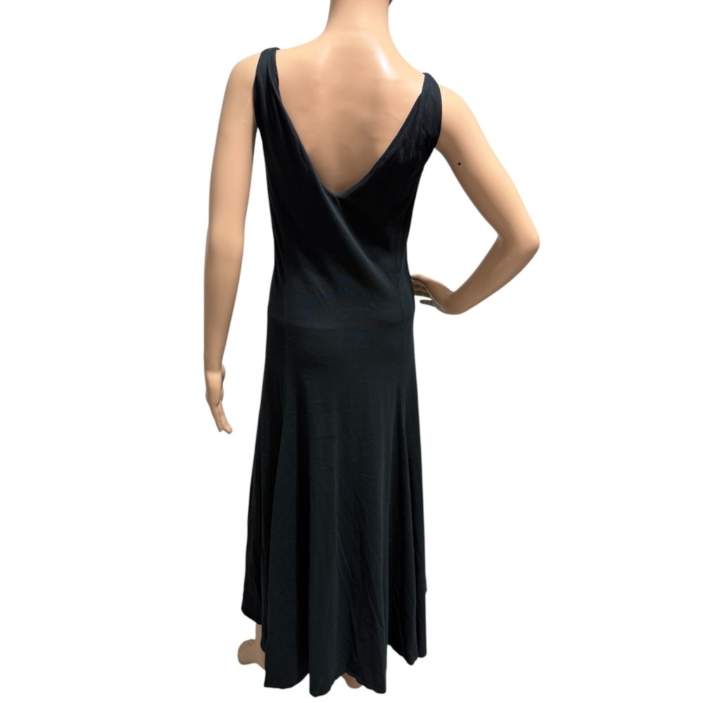 Ralph Lauren Black Cotton Sleeveless V-Back Flare Maxi Dress Small - Picture 7 of 10